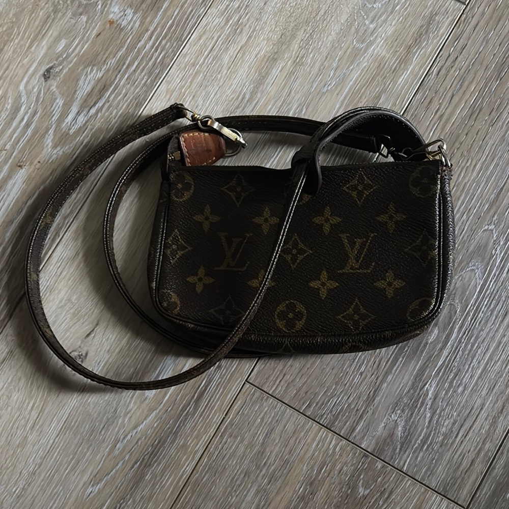 Louis Vuitton Brown Monogram Shoulder Bag with Gold Hardware